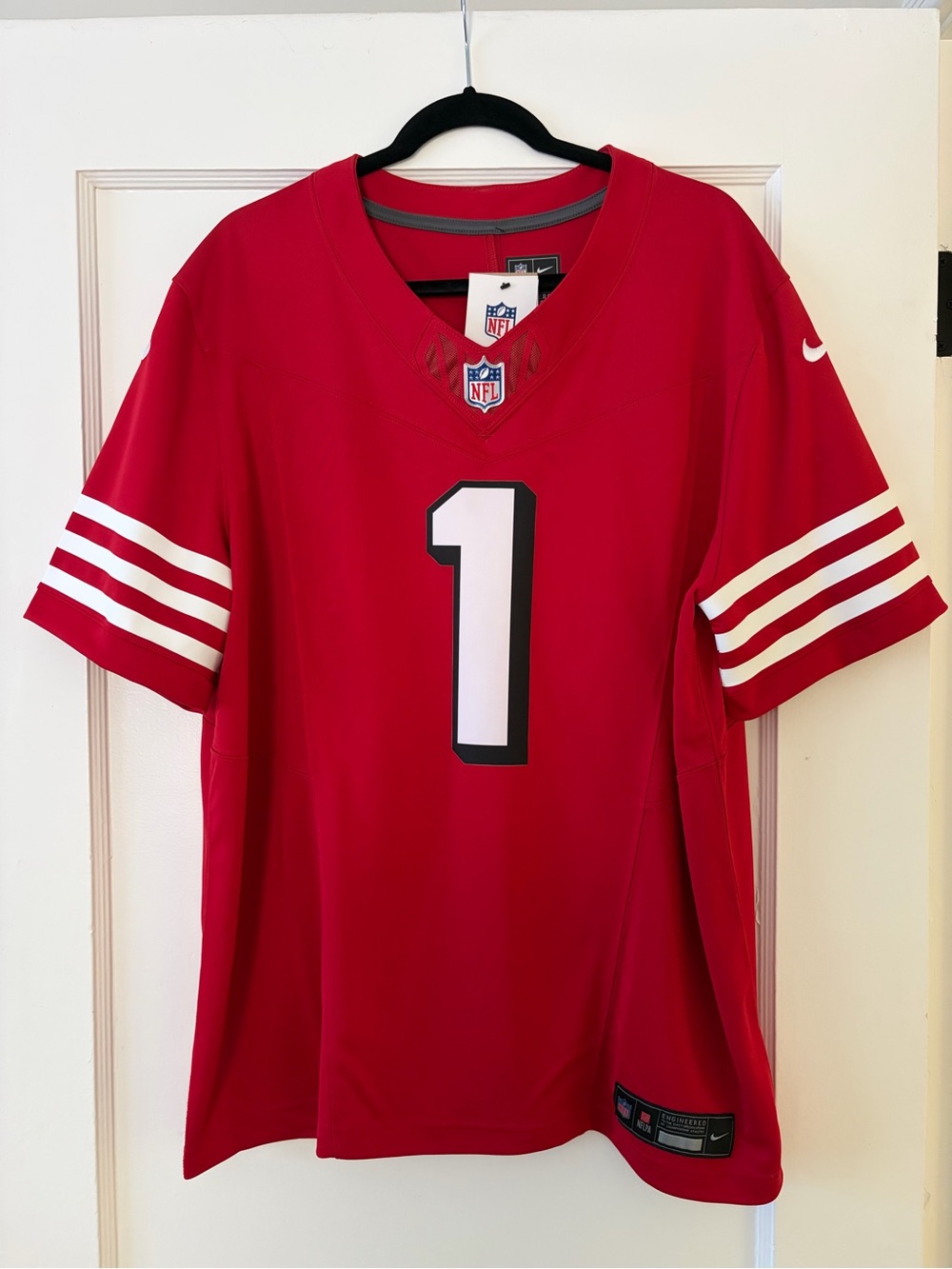 Nike San Francisco 49ers Ricky Pearsall #1 red vapor FUSE jersey in size XL NWT